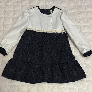 Elegant Kids Dress in Blue and White size 5 brand new
